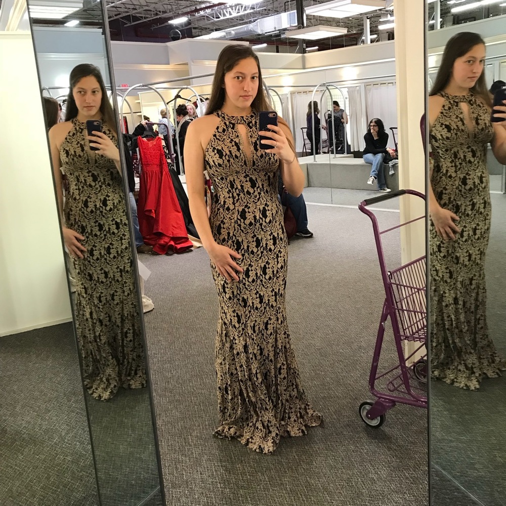 Gold and black prom dress